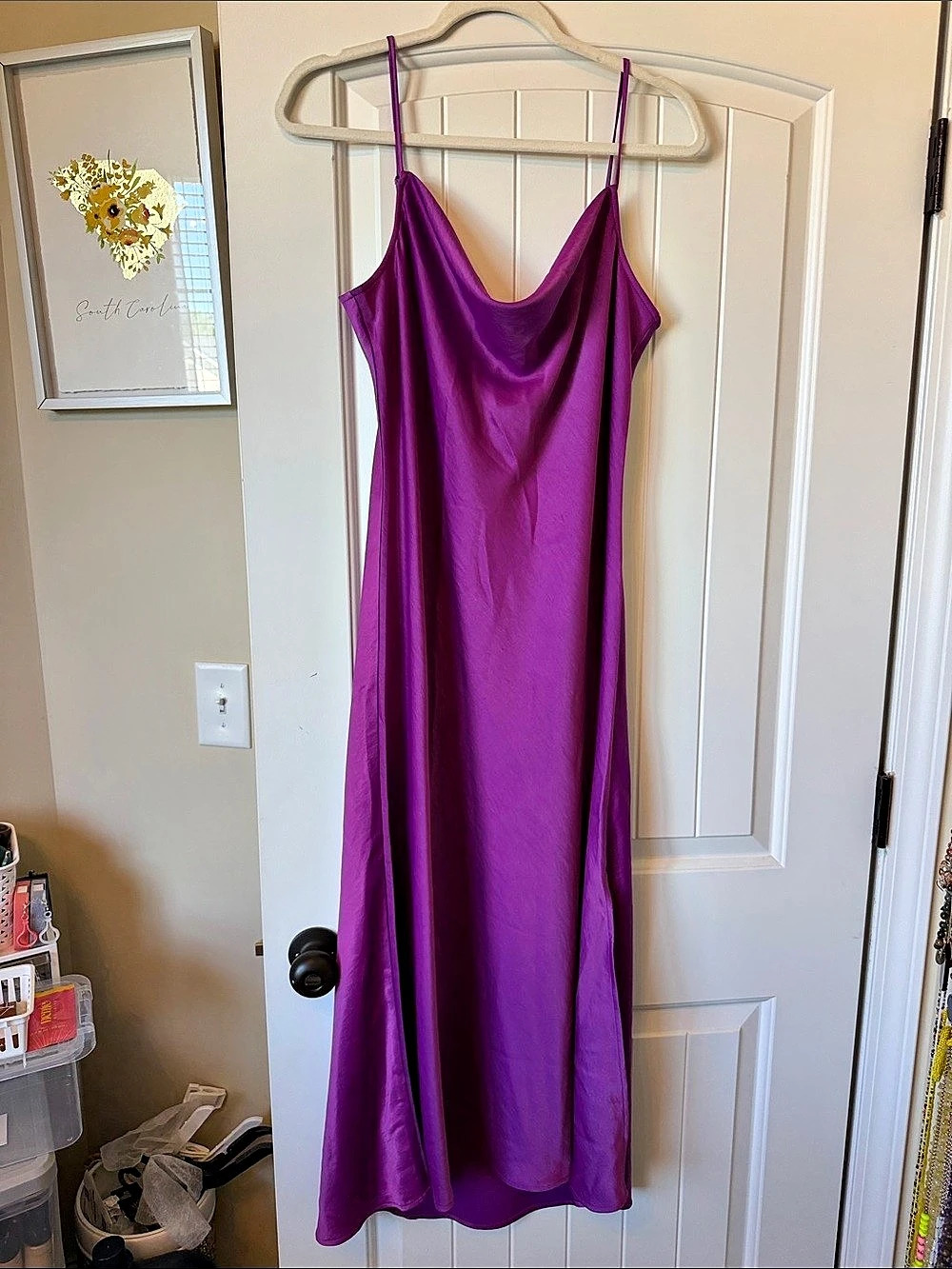 LOFT Satin-Style Maxi Dress in Purple Size 8 NWT